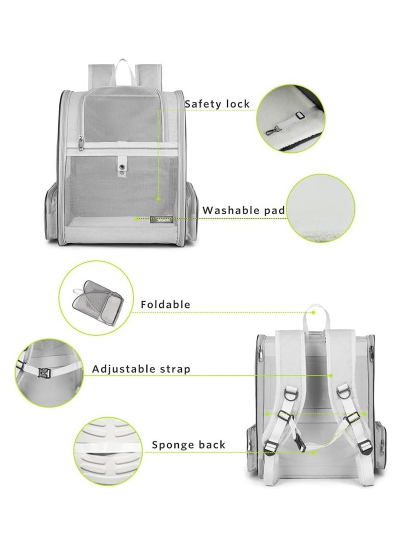 بي جي إم , حقيبة ظهر للحيوانات الأليفة للكلاب والقطط الصغيرة | تصميم جيد التهوية، أشرطة أمان، دعم بإبزيم، قابل للطي | مصممة للسفر والمشي لمسافات طويلة والاستخدام الخارجي (رمادي فاتح) - Image 4