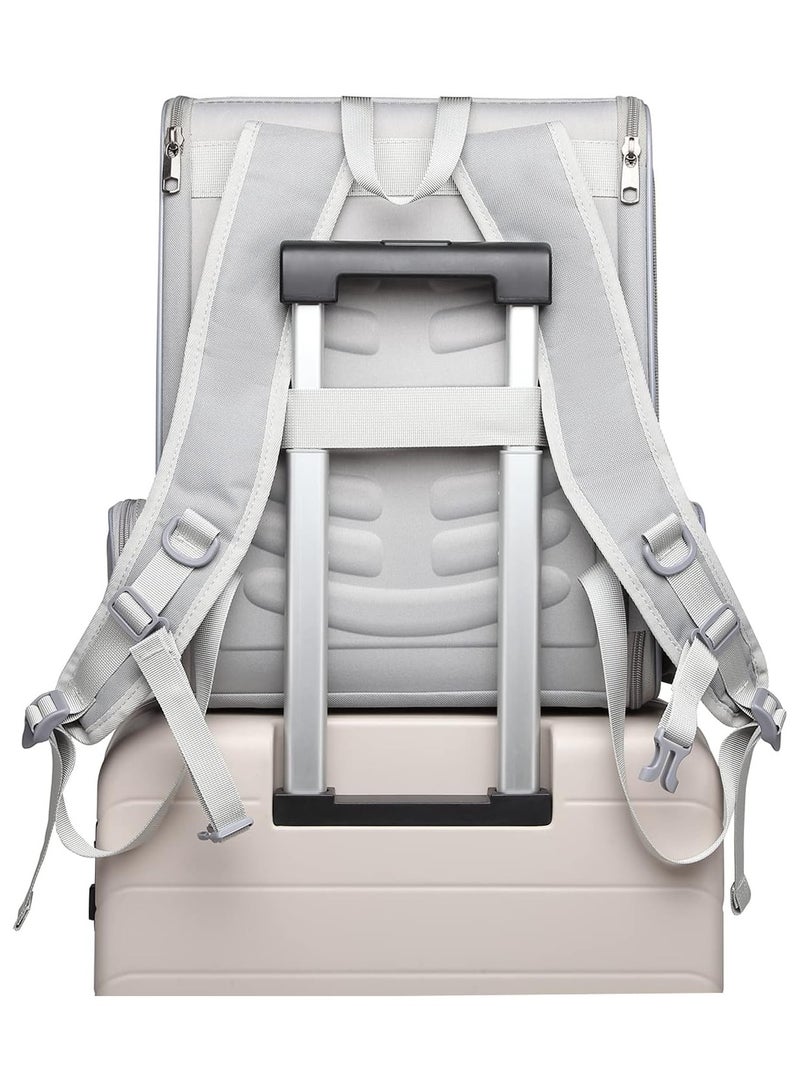 بي جي إم , حقيبة ظهر للحيوانات الأليفة للكلاب والقطط الصغيرة | تصميم جيد التهوية، أشرطة أمان، دعم بإبزيم، قابل للطي | مصممة للسفر والمشي لمسافات طويلة والاستخدام الخارجي (رمادي فاتح) - Image 5