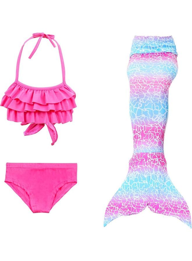 NIBEMINENT 3-Piece Mermaid Tail Swimming Costume Set 120cm - Image 1