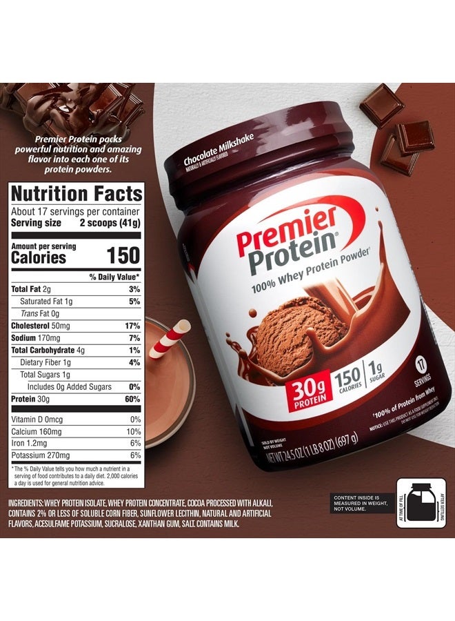 Premier Protein Powder, Chocolate Milkshake, 30g Protein, 1g Sugar, 100% Whey Protein, Keto Friendly, No Soy Ingredients, Gluten Free, 17 Servings, 23.9 Ounce (Pack of 1) - Image 5