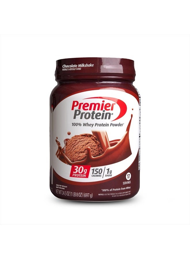 Premier Protein Powder, Chocolate Milkshake, 30g Protein, 1g Sugar, 100% Whey Protein, Keto Friendly, No Soy Ingredients, Gluten Free, 17 Servings, 23.9 Ounce (Pack of 1) - Image 1