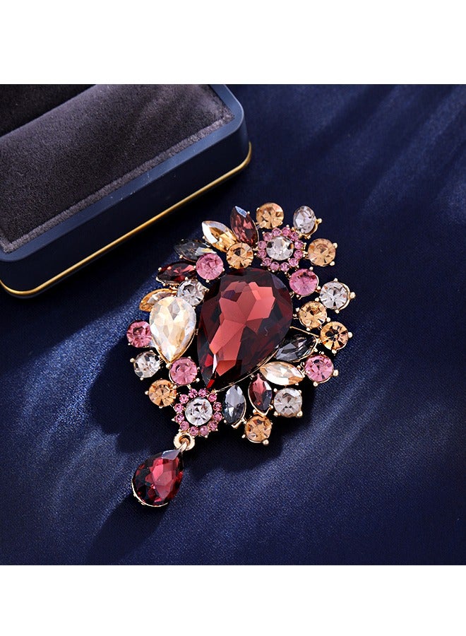 Beyond Light Luxury Crystal Brooche, Anti Rust and Anti Fading Alloy Brooch Pins, Corsage Scarf Clip Women Girls (Red) - Image 4