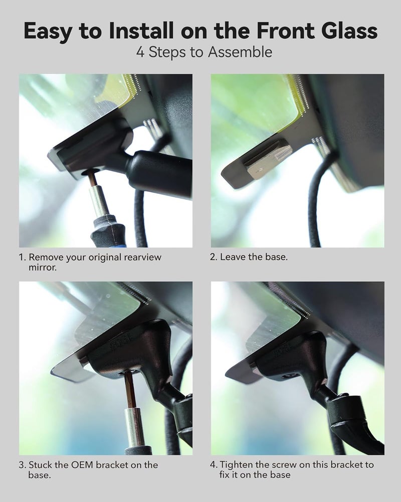 WOLFBOX Model 190 OEM Bracket for 2018-2024 Toyota Camry - Compatible with USB C G840S/G840H/G850/G900 Mirror Dash Cam - Image 5