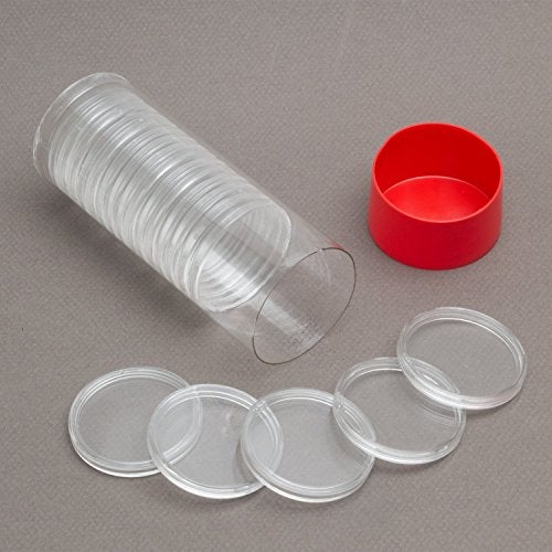 OnFireGuy Red Lid Capsule Tube & 20 Air-Tite 38.1mm Direct Fit 1oz Silver Dollar Coin Holders | AirTite H38 Coin Capsules with Storage Tube Combo - Image 2