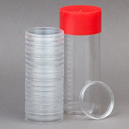 OnFireGuy Red Lid Capsule Tube & 20 Air-Tite 38.1mm Direct Fit 1oz Silver Dollar Coin Holders | AirTite H38 Coin Capsules with Storage Tube Combo - Image 5