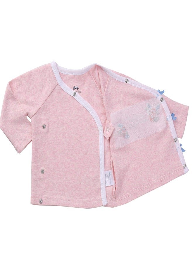 Asher and Olivia Newborn Girl Clothes Nb Footed Pants Long Sleeve Kimono Shirt Baby Layette Set 0m Heather Pink - Image 2