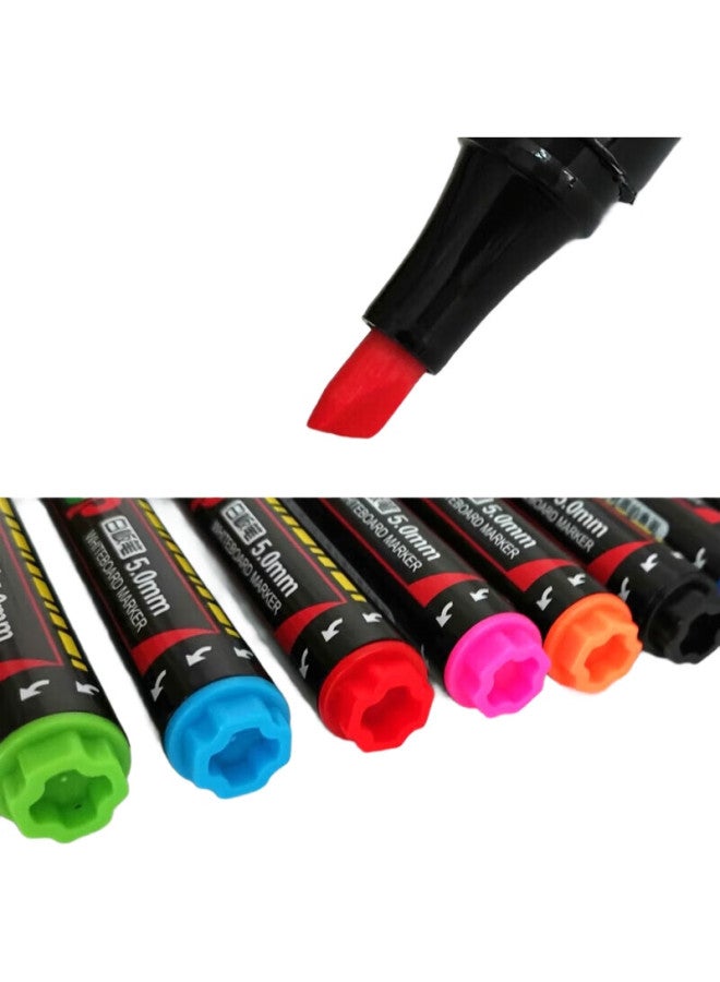 GENVANA Jin Wanian [8-Color Pop] Erasable Slanted Flat Tip 5Mm Refillable Colored Whiteboard Marker, Conference Pen, Training Pen, Lecture Pen, Teaching Pen, Doodle Pen G-0622 - Image 2
