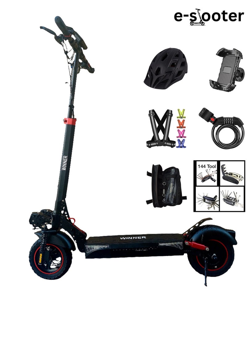 E Scooter for Adults T4 – Foldable Electric Scooter with Powerful Motor 40 km Range, 10.25” Off-Road Tires, Anti-Slip Deck, Bluetooth & Large Digital Display, Large 48V 13Ah Battery  Includes Free:  Helmet, Safety Belt, Mobile Holder, Lock, Toolkit, Pump