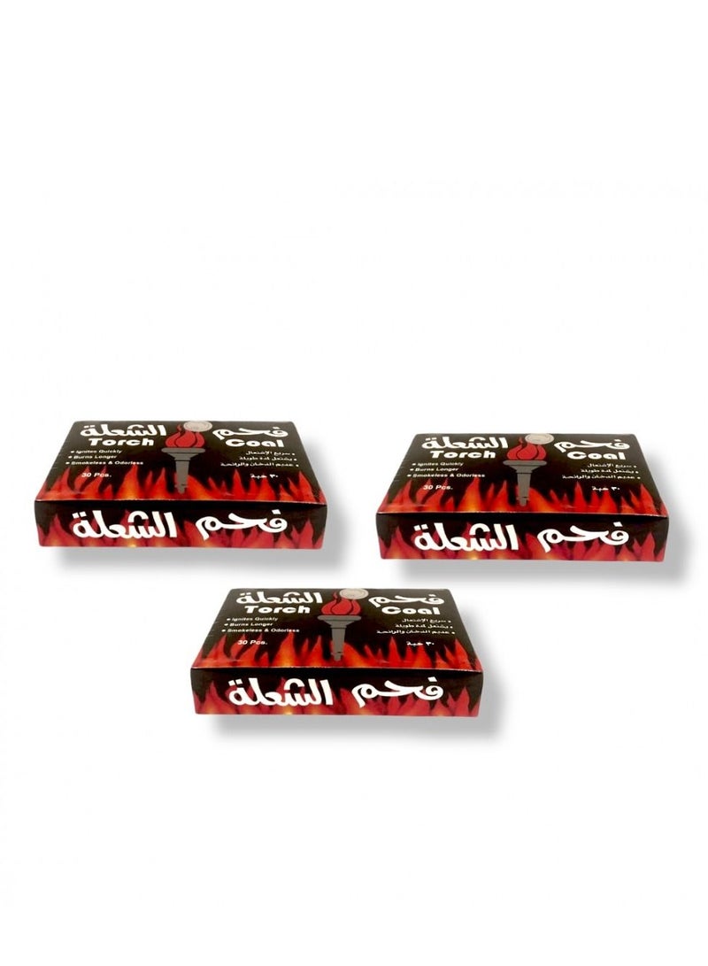 تورش فحم الشعلة سريع الاشتعال 30 قطعة*3 علبه - Image 1