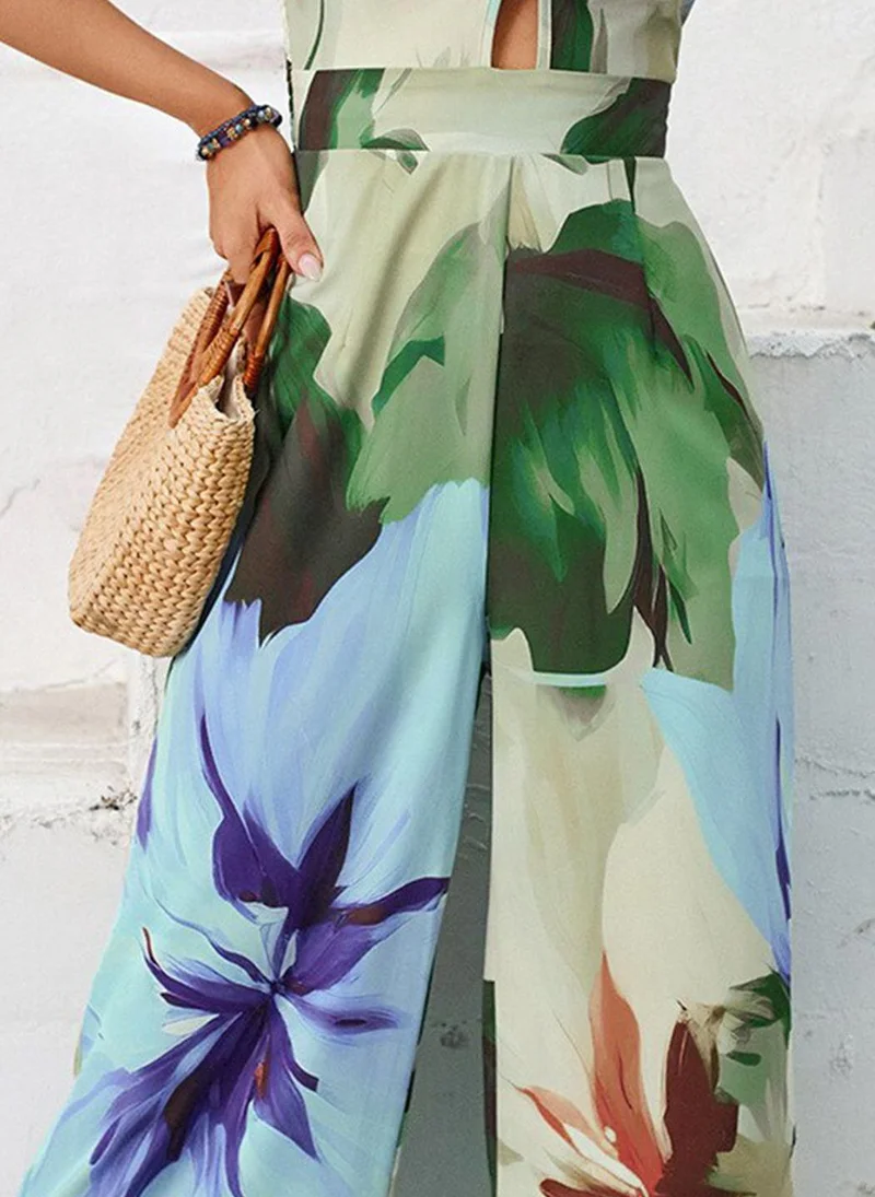 YUNIQEE Green Printed Basic Jumpsuit