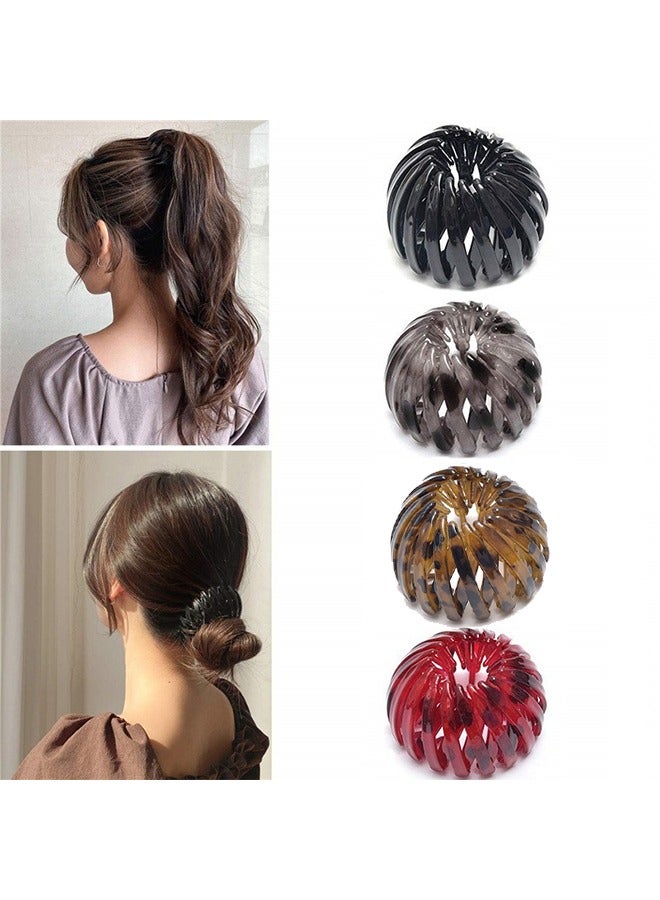 Generic 4 PCS Birds Nest Hair Clip Expandable Ponytail Holder Clip Vintage Geometric Retractable Hair Loops Ponytail Hairpin Bun Maker Hair Styling Tool Claw Hair Clips for Woman Girls Hair Accessories 80g - Image 2