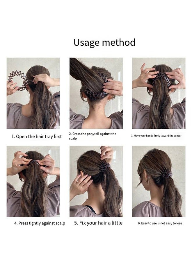 Generic 4 PCS Birds Nest Hair Clip Expandable Ponytail Holder Clip Vintage Geometric Retractable Hair Loops Ponytail Hairpin Bun Maker Hair Styling Tool Claw Hair Clips for Woman Girls Hair Accessories 80g - Image 3