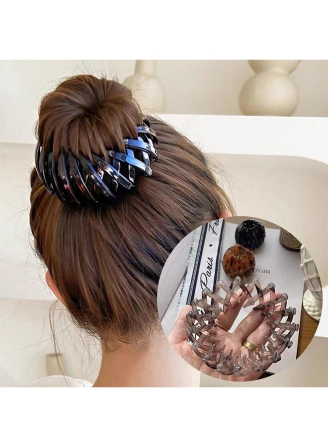 Generic 4 PCS Birds Nest Hair Clip Expandable Ponytail Holder Clip Vintage Geometric Retractable Hair Loops Ponytail Hairpin Bun Maker Hair Styling Tool Claw Hair Clips for Woman Girls Hair Accessories 80g - Image 4