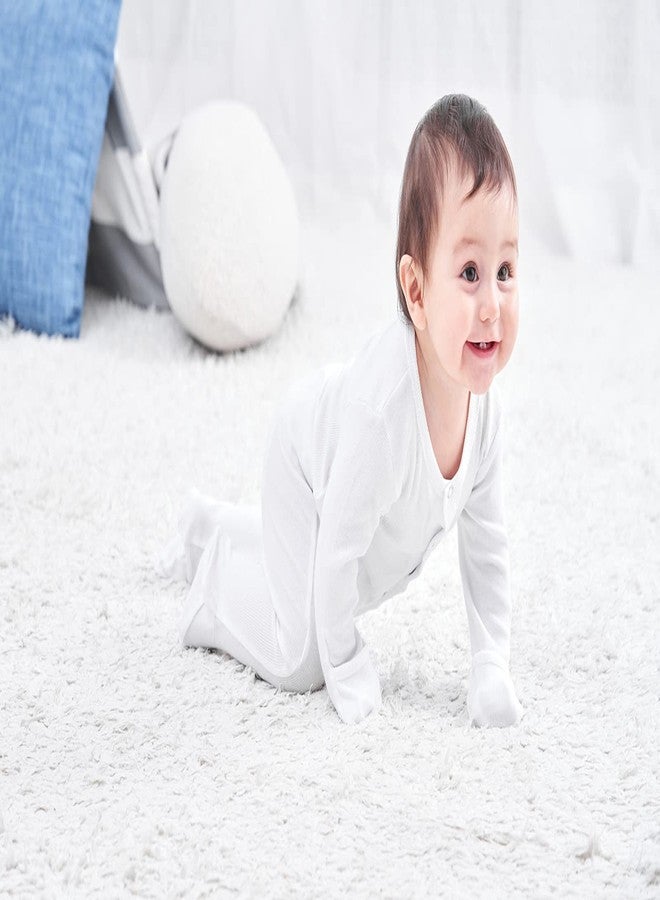 ACESTAR Newborn Baby Footed Pajamas with Mitten Cuffs - Cotton Unisex Snap-Up Baby Sleepers for Sleep and Play Footies Pjs (0-3 Months, White) - Image 5