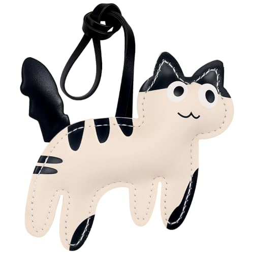 PLwelth Cat Bag Charms for Handbags Cute Cat Leather Keychain for Women Girls Kawaii Animal Keychain for Car Keys Backpacks Wallet Purse Charms Accessories Birthday Christams Gifts Stocking Stuffer - Image 1