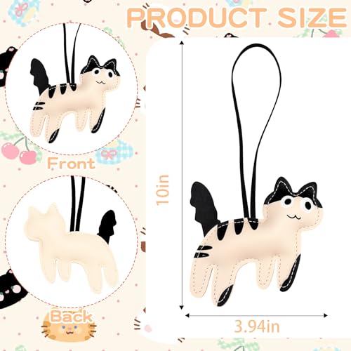 PLwelth Cat Bag Charms for Handbags Cute Cat Leather Keychain for Women Girls Kawaii Animal Keychain for Car Keys Backpacks Wallet Purse Charms Accessories Birthday Christams Gifts Stocking Stuffer - Image 5