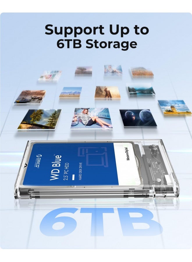 Orico Orico 2.5'' External Hard Drive Enclosure Usb 3.0 To Sata Iii Tool-Free Clear Hard Disk Case For 2.5 Inch 7Mm 9.5Mm Sata Hdd Ssd Max 6Tb Support Uasp(2139U3) - Image 3