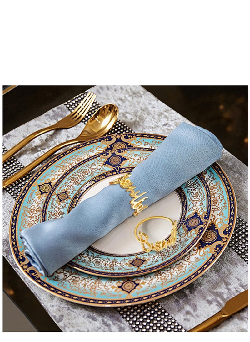 Excefore 12PCS Gold Napkin Ring Ramadan Table Decor Napkin Rings Set  Metal Napkins Ring for Decorations Banquet Party - Image 3