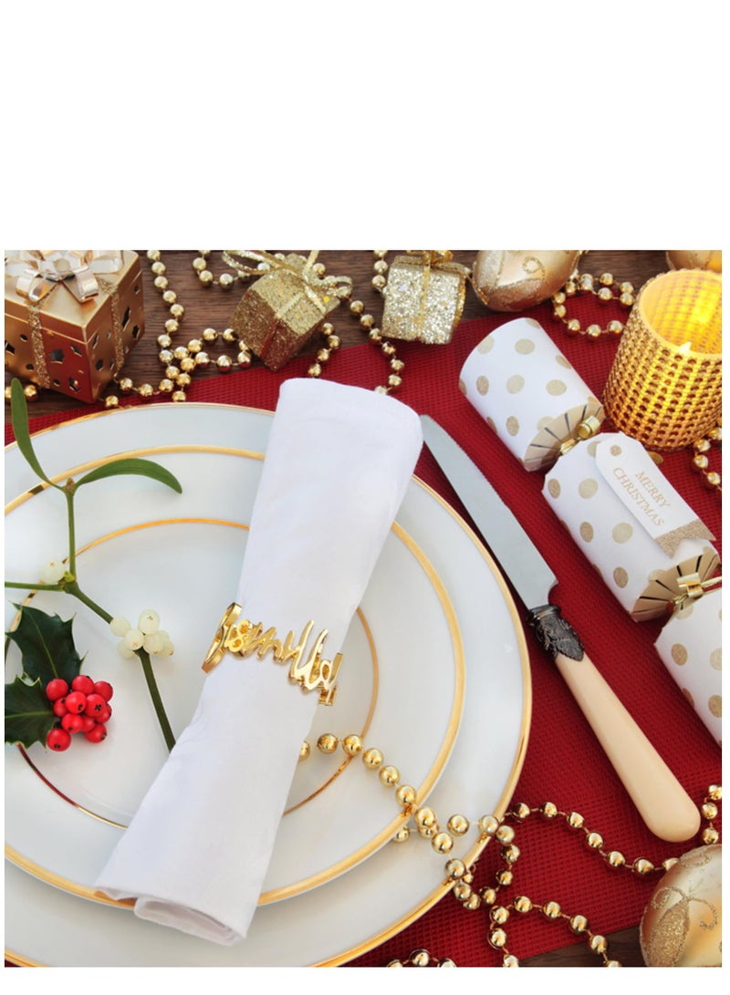 Excefore 12PCS Gold Napkin Ring Ramadan Table Decor Napkin Rings Set  Metal Napkins Ring for Decorations Banquet Party - Image 4
