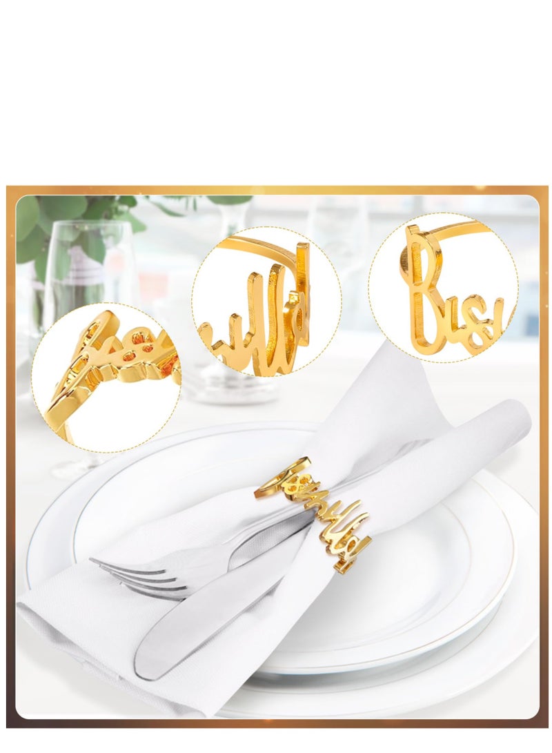 Excefore 12PCS Gold Napkin Ring Ramadan Table Decor Napkin Rings Set  Metal Napkins Ring for Decorations Banquet Party - Image 2