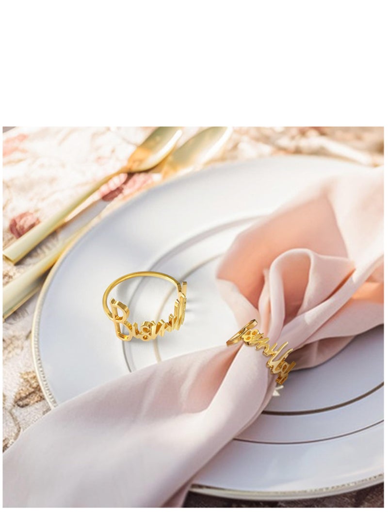 Excefore 12PCS Gold Napkin Ring Ramadan Table Decor Napkin Rings Set  Metal Napkins Ring for Decorations Banquet Party - Image 5