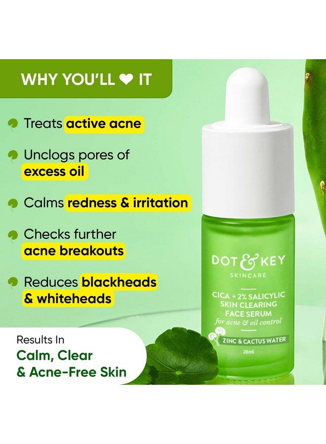 Dot & Key Dot & Key 2% Salicylic Acid + Cica Anti Acne Serum with Zinc | Salicylic Acid Serum for Acne and Dark Spots | Serum for Oily Acne Prone Skin & Sensitive Skin | Oil-Free & Non Comedogenic | 30 ml - Image 2