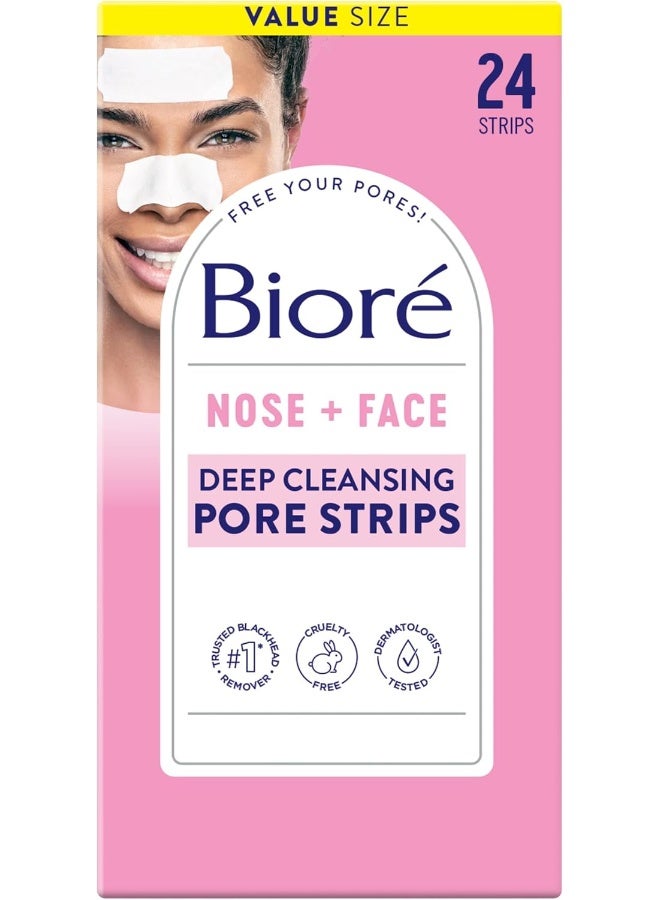 Biore Nose + Face Combo Deep Cleansing Pore Strips (12 Nose Strips + 12 Face Strips) - Image 1