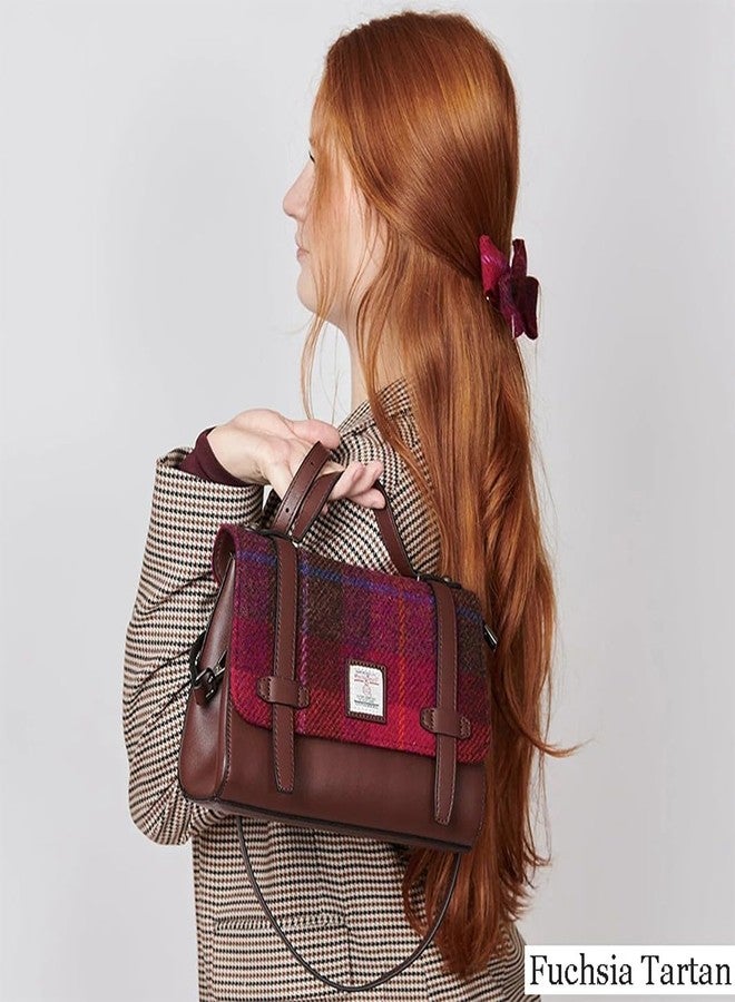Islander Harris Tweed Orkney Satchel (Fuchsia Tartan) - Image 2