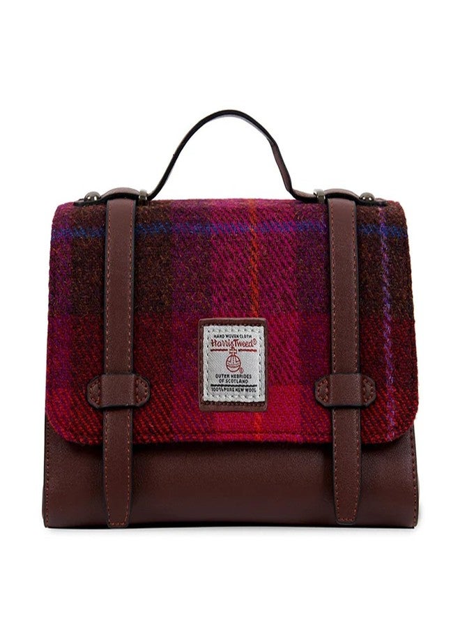 Islander Harris Tweed Orkney Satchel (Fuchsia Tartan) - Image 1