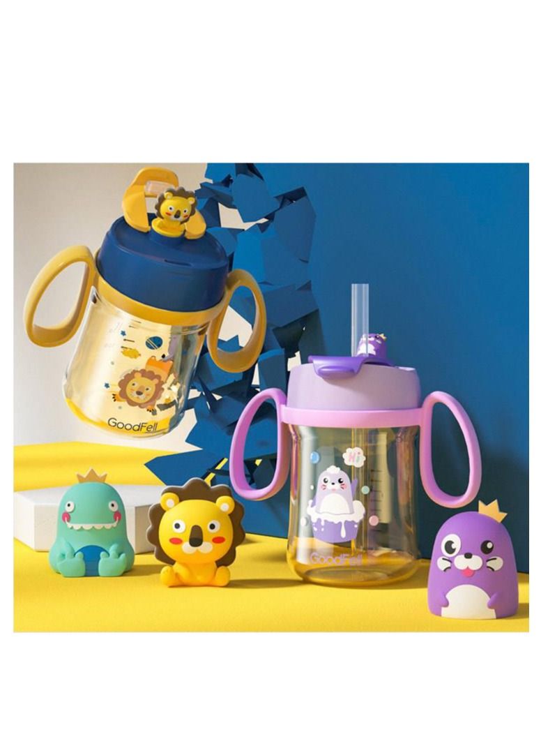 Y&D Kids Water Bottle with Straw, 350ML Measurement Handle BPA-Free for School, Children's Suction Nozzle Plastic Scale Cup Portable Pop Up Cover Learning Drinking Straw - Image 3