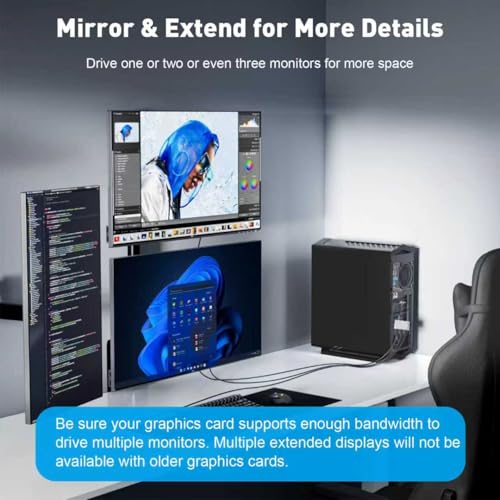 UANTIN DisplayPort Splitter for 3 Monitors Extended Display | 4K 60Hz Display Port 1 in 3 Out, DP to Three DP MST Hub Adapter for PC, NVIDIA, AMD - Image 2