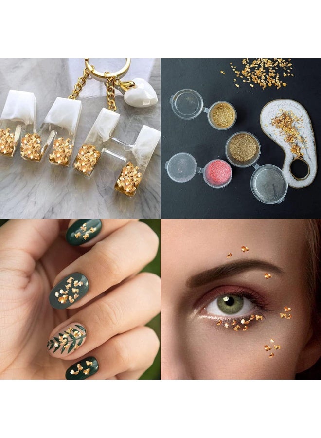 Crushed Glass Stone Filler, 80g Gold Irregular Decorative Crystals, Non-Toxic Glitter Resin Filler for Crafts, Jewelry, Vases, Potted Plants, DIY Art Projects - Image 5