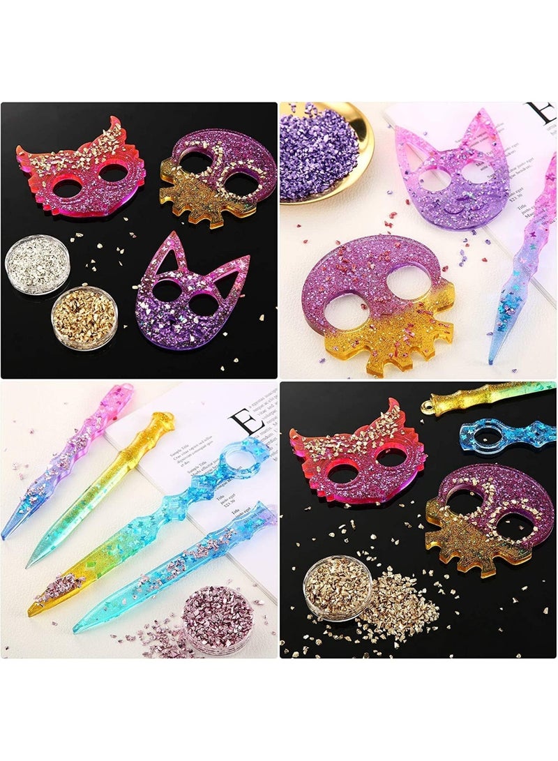 Crushed Glass Stone Filler, 80g Gold Irregular Decorative Crystals, Non-Toxic Glitter Resin Filler for Crafts, Jewelry, Vases, Potted Plants, DIY Art Projects - Image 2