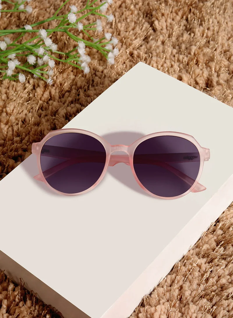 Woggles Solarity Transparent Pink Round Kids Sunglasses