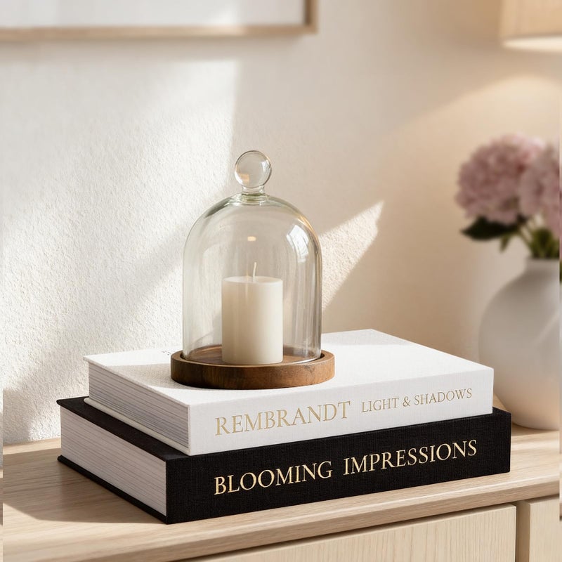 Fveuc Set of 2 Linen Decorative Books with Hidden Storage â€“ Chic Housewarming & Christmas Gift Idea, Monochrome Faux Book Box for Shelf and Coffee Table Decor (White & Black) - Image 1