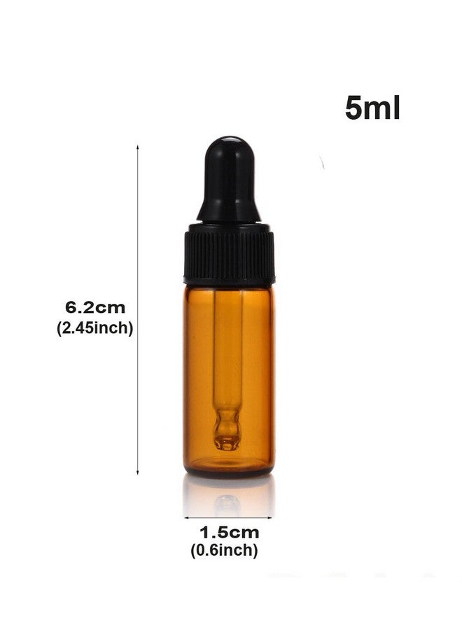 ELFENSTALL 20Pcs 5Ml 1/6Oz Amber Mini Glass Bottle Amber Sample Vial Small Essential Oil Bottle With Glass Eye Dropper + 1Pc Glass Clean Cloth + 1Pc 3Ml Dropper - Image 4
