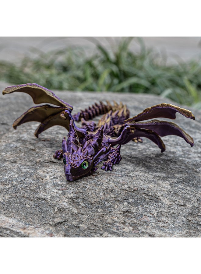 Explosions Printing Dragon Wings Ornaments Toy Joint Simulation Crafts Handmade Creative Gift Movable-Colour:Purple Gold  - Image 1