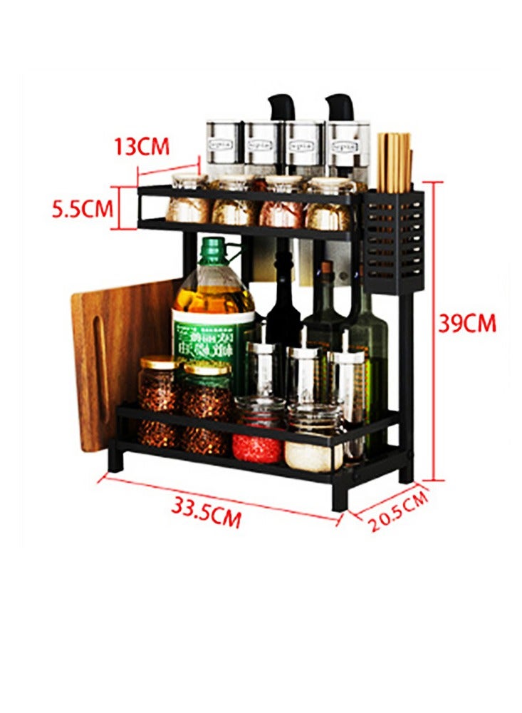 BLOOMING TIME 2 Tier Metal Kitchen Spice Rack Cutting board rack with Knife Utensils Holder, Cutlery Holder And 3 Hooks - Image 2