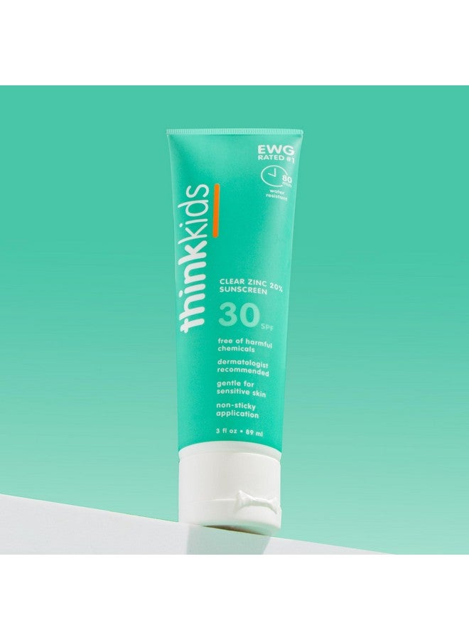 Think Kids Mineral Sunscreen Spf 30 Clear Zinc Oxide Sunscreen 3 Fl Oz Natural Reef Safe Sunscreen For Kids Vegan Broad Spectrum Uva/Uvb Sun Screen - Image 4