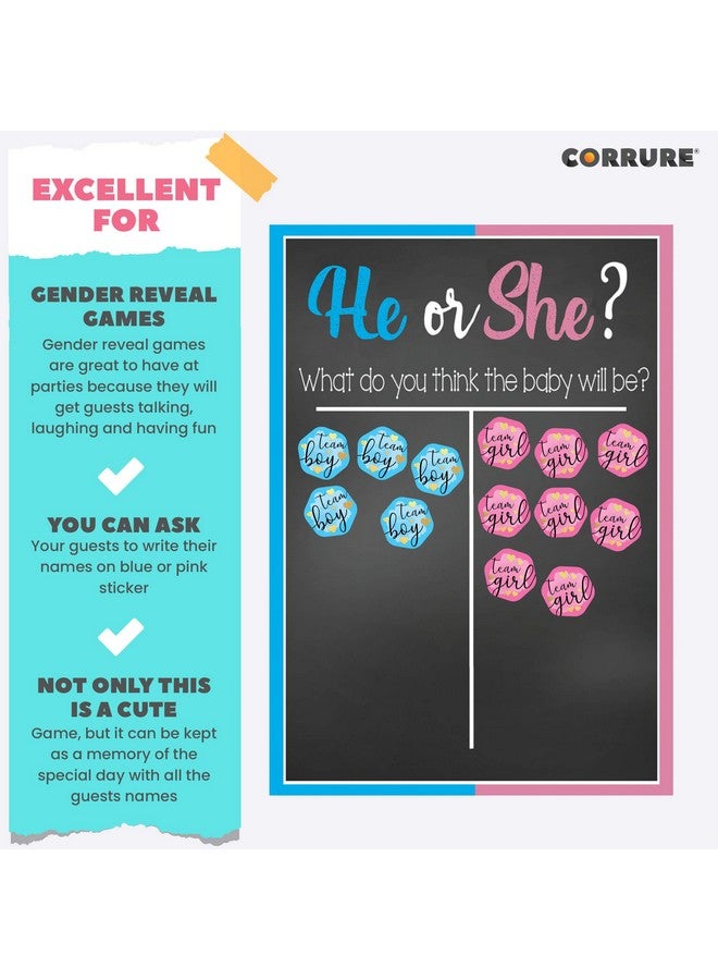 CORRURE Gender Reveal Stickers with Gold Foil for Voting Games and Party Supplies (80pcs) - Easy to Stick and Peel-Off - 2.0" Team Boy and Team Girl Labels for Baby Showers or Gender Reveal Party - Image 5