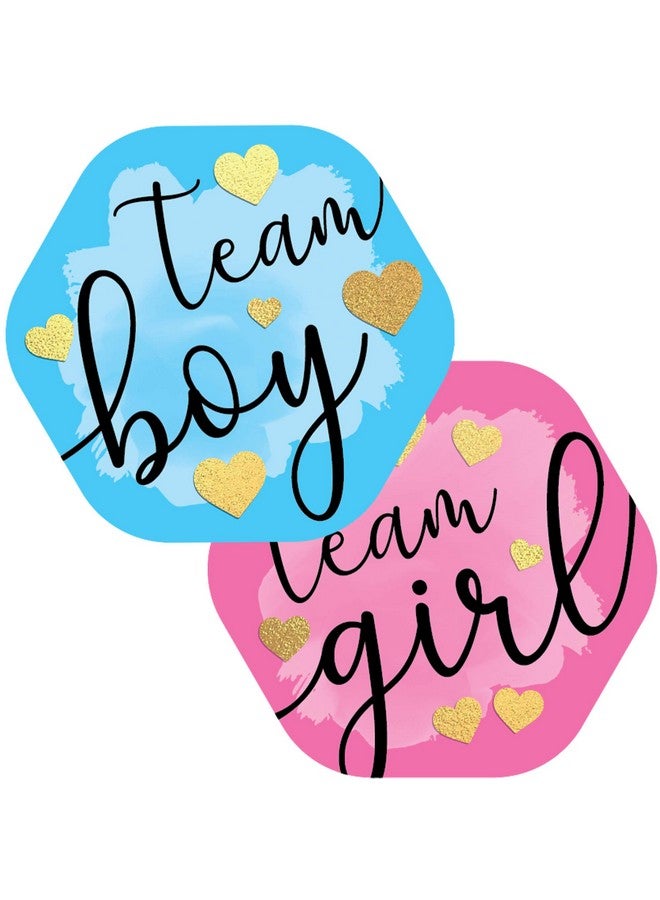 CORRURE Gender Reveal Stickers with Gold Foil for Voting Games and Party Supplies (80pcs) - Easy to Stick and Peel-Off - 2.0" Team Boy and Team Girl Labels for Baby Showers or Gender Reveal Party - Image 1