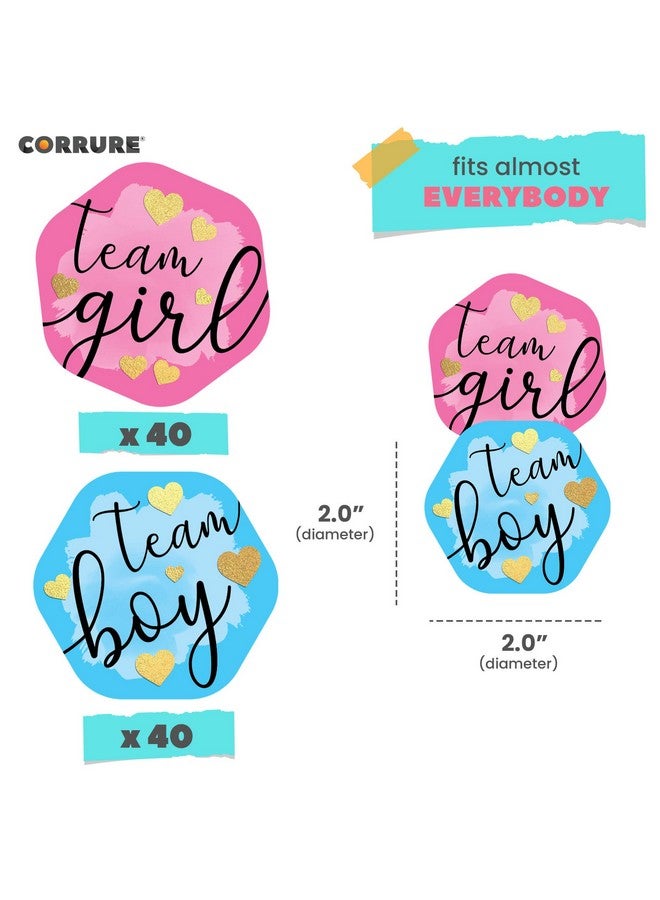 CORRURE Gender Reveal Stickers with Gold Foil for Voting Games and Party Supplies (80pcs) - Easy to Stick and Peel-Off - 2.0" Team Boy and Team Girl Labels for Baby Showers or Gender Reveal Party - Image 4