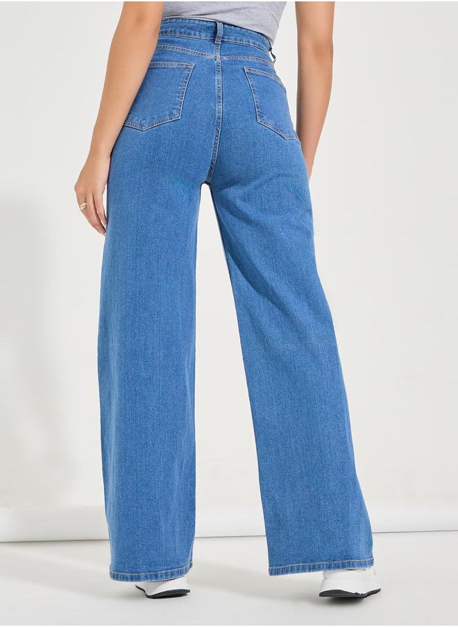 Styli Basic High Rise Full Length Wide Leg Jeans  - Image 4