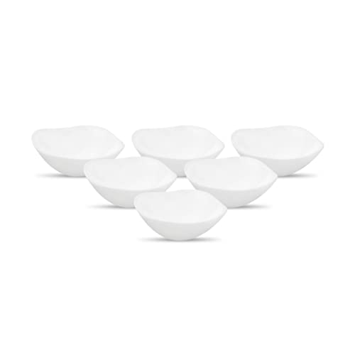 La Opala Diva Quadra Collection Opal Glass Crockery | Vegetable Bowl 210 ml Set of 6 Plain White | Square Bowls for dal & Condiments | Microwave Safe | 100% Vegetarian | Extra Strong, Light & White - Image 1