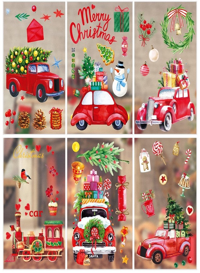 Nezyo 9 Sheets Christmas Window Clings - Reusable Double Sided Static Stickers for Glass - Santa Claus, Reindeer, Snowflakes Decals for Door, Home Decor - Image 1