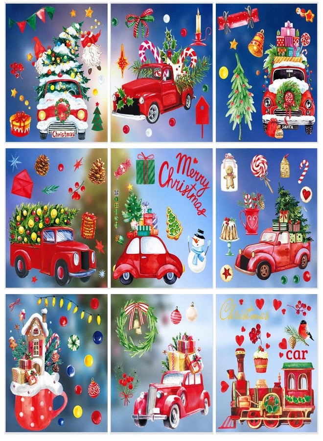 Nezyo 9 Sheets Christmas Window Clings - Reusable Double Sided Static Stickers for Glass - Santa Claus, Reindeer, Snowflakes Decals for Door, Home Decor - Image 2