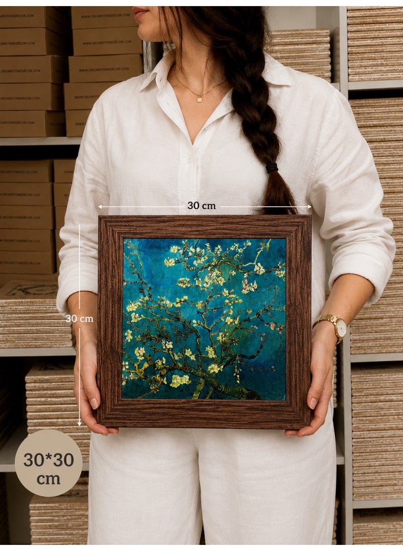 Luxury Stone Wall Art – Blooming Tree | 30×30 cm - Image 1