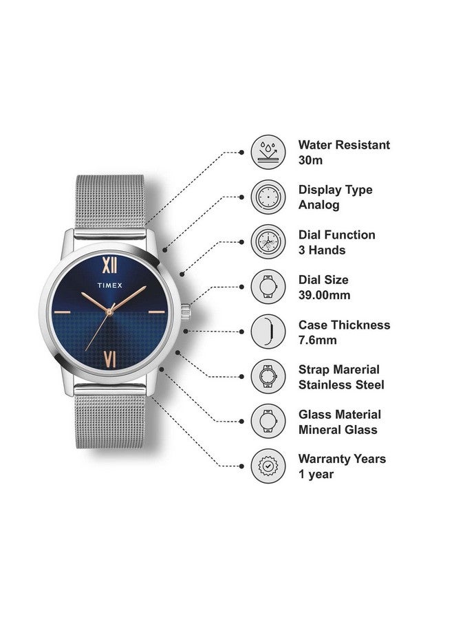 تيميكس ساعة تايمكس للرجال بمينا زرقاء انالوج - TWTG31SMU05 - Image 2