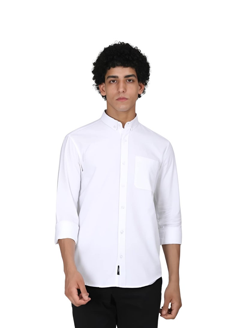 ملابس RSO قميص أكسفورد من القطن الصلب للرجال من RSO Outfits (أبيض) - Image 1