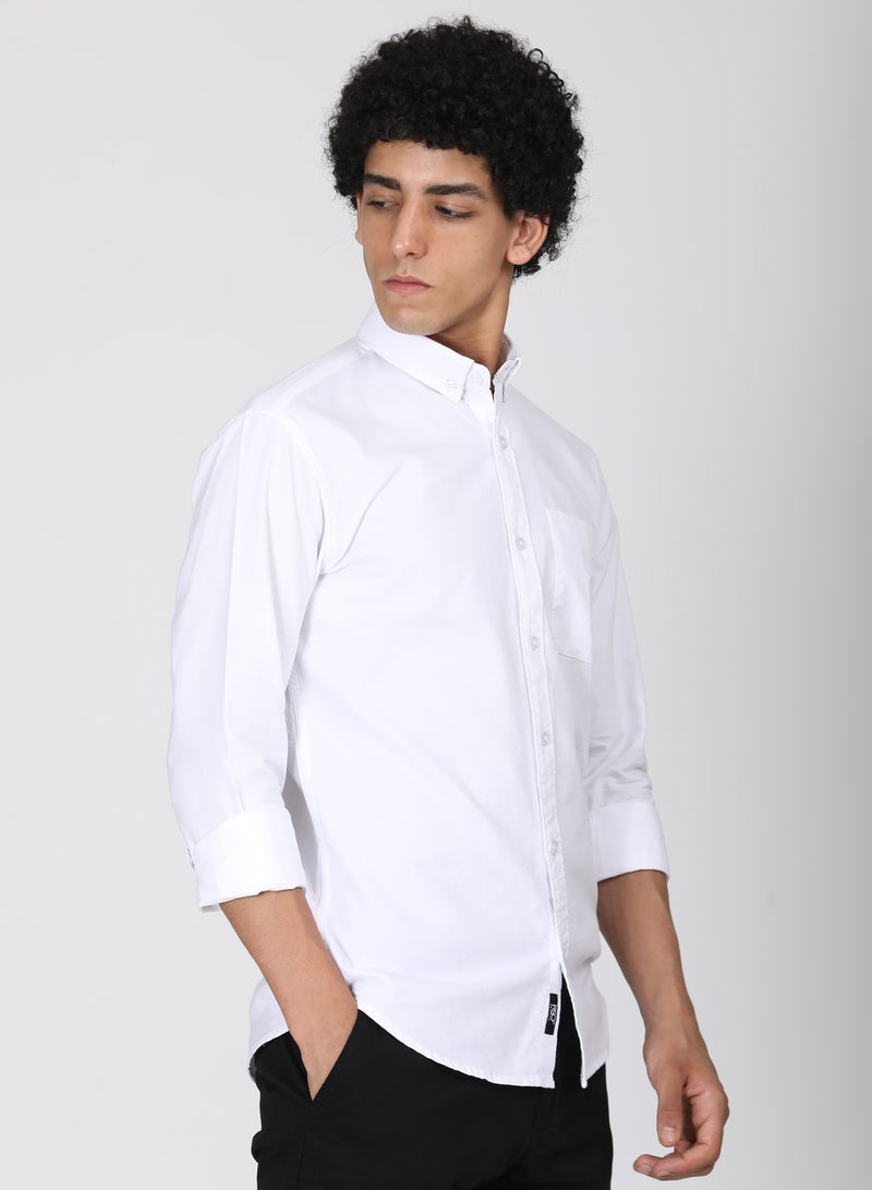 ملابس RSO قميص أكسفورد من القطن الصلب للرجال من RSO Outfits (أبيض) - Image 3